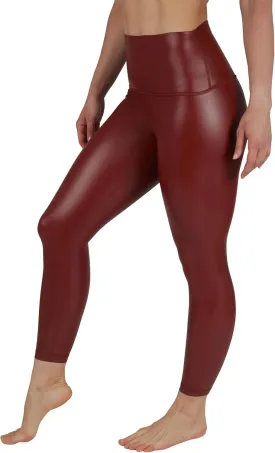 90 Degree By Reflex Super High Waist High Shine Faux Leather Fleece Lined Elastic Free Ankle Leggings
