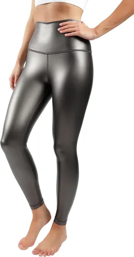 90 Degree By Reflex Super High Waist High Shine Faux Leather Fleece Lined Elastic Free Ankle Leggings
