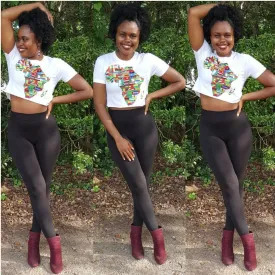 African Flags Ladies Crop Top