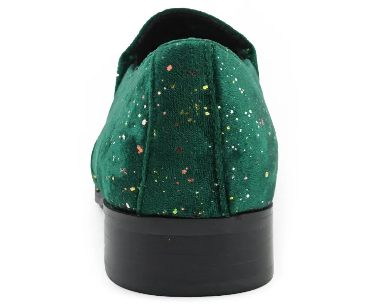 Amali Chaz Green Men's Velvet Smoking Slipper