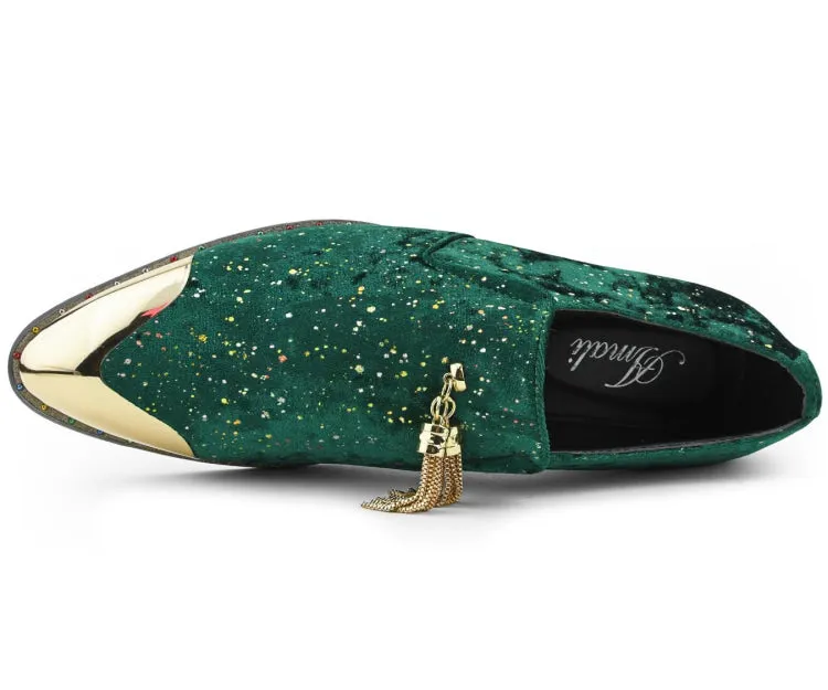 Amali Chaz Green Men's Velvet Smoking Slipper
