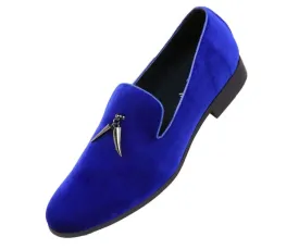 Amali Heath Luxurious Royal Blue Velvet Smoking Slippers
