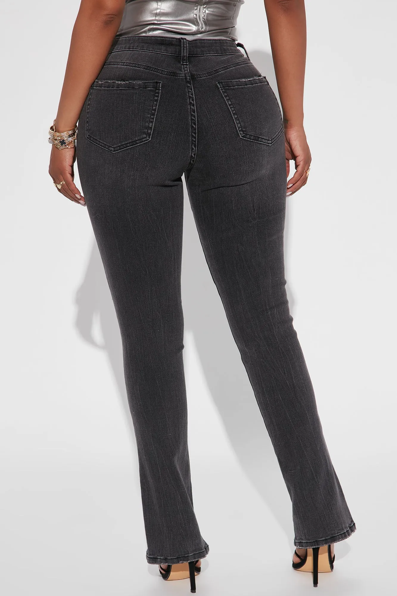 Automatic Love Split Hem Skinny Jeans - Black Wash