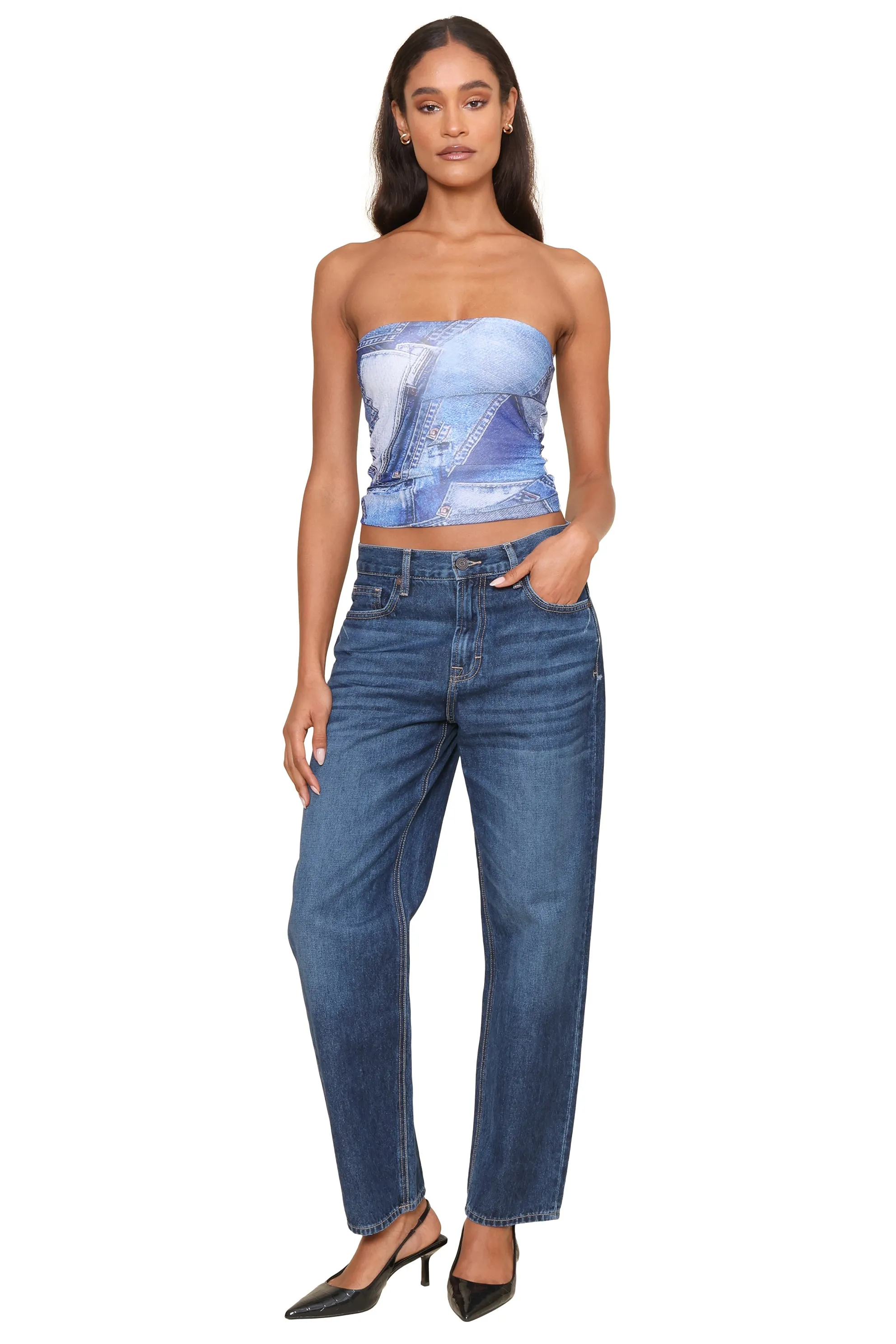 Azula Denim Print Top