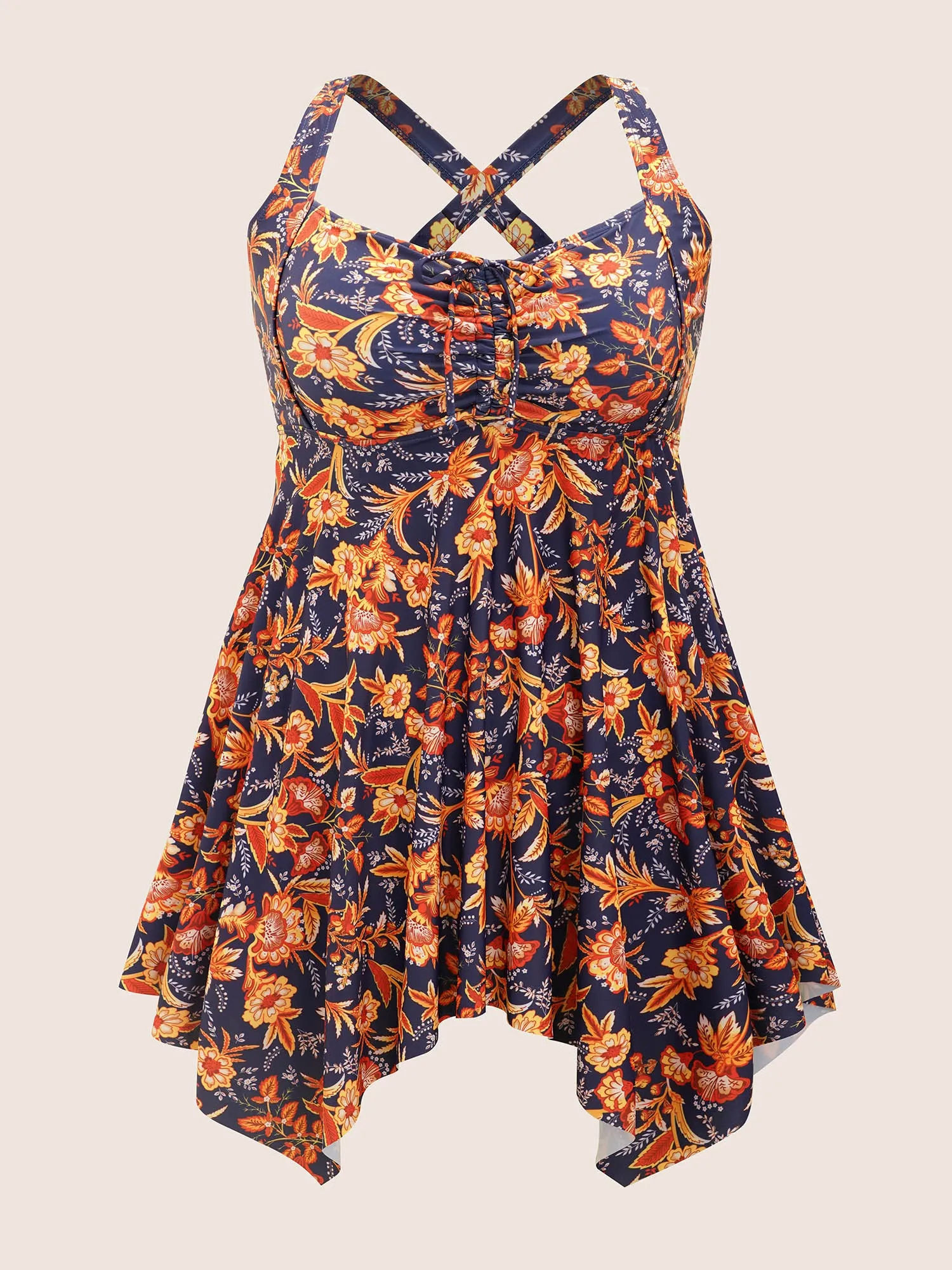 Bandana Print Knotted Asymmetrical Hem Swim Dress
