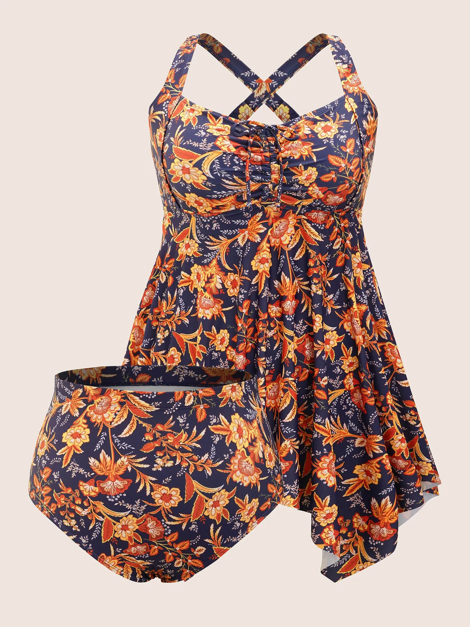 Bandana Print Knotted Asymmetrical Hem Swim Dress
