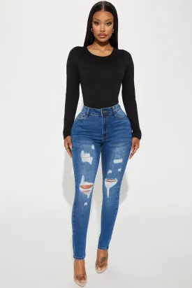 Bea Ripped Booty Lifter Skinny Jeans - Medium Wash