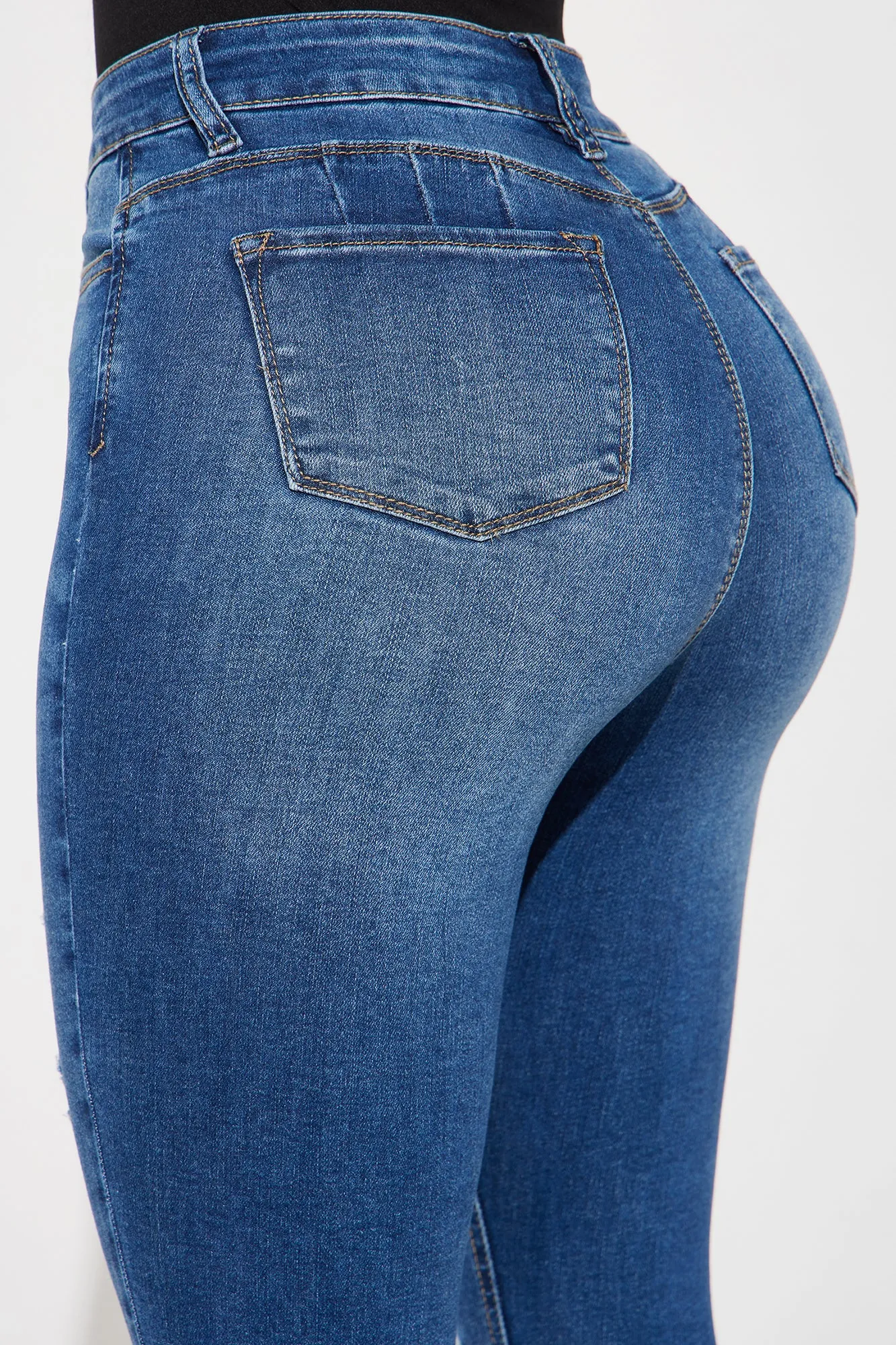 Bea Ripped Booty Lifter Skinny Jeans - Medium Wash