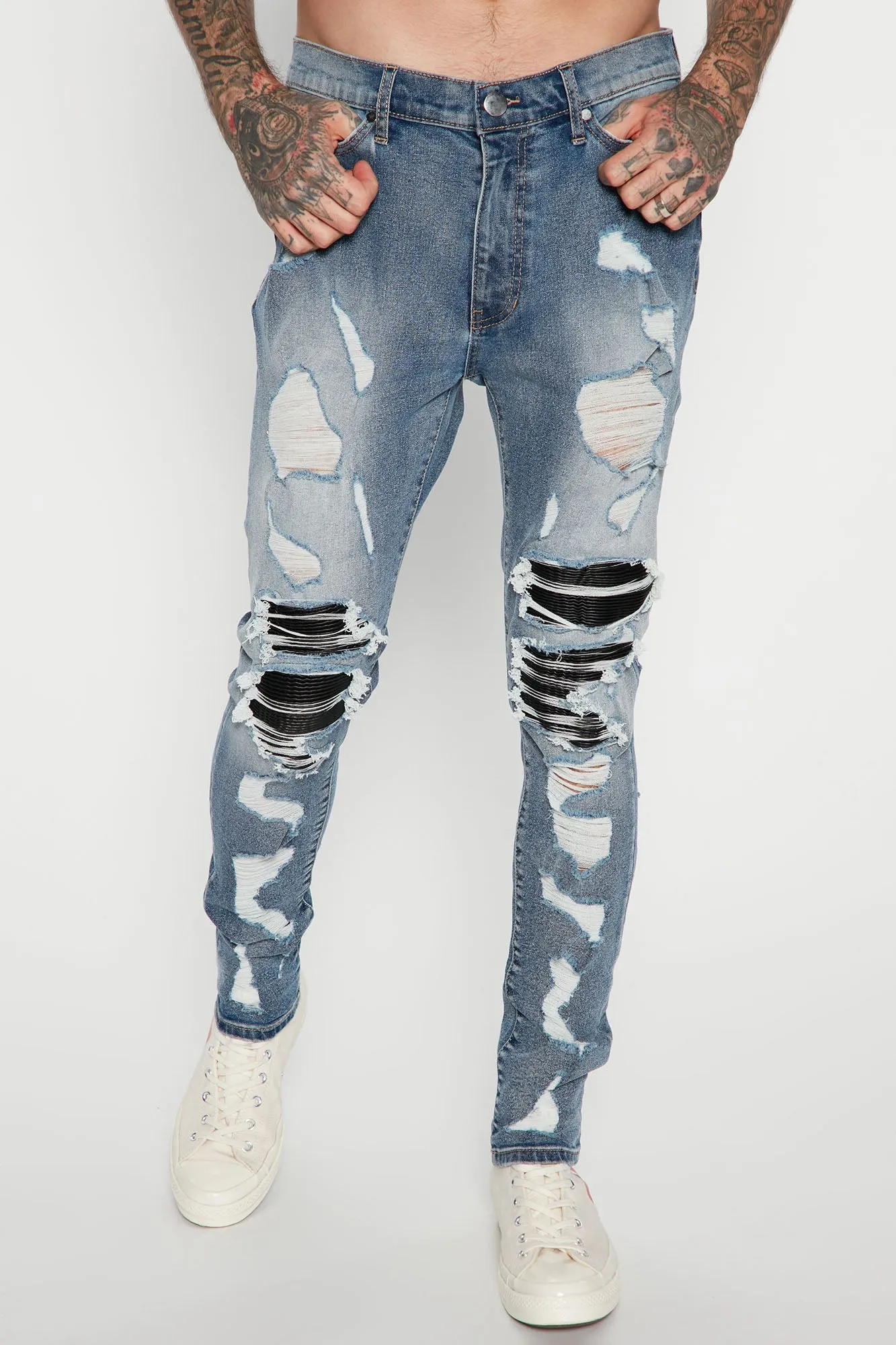 Big Energy Ripped Skinny Jeans - Medium Wash