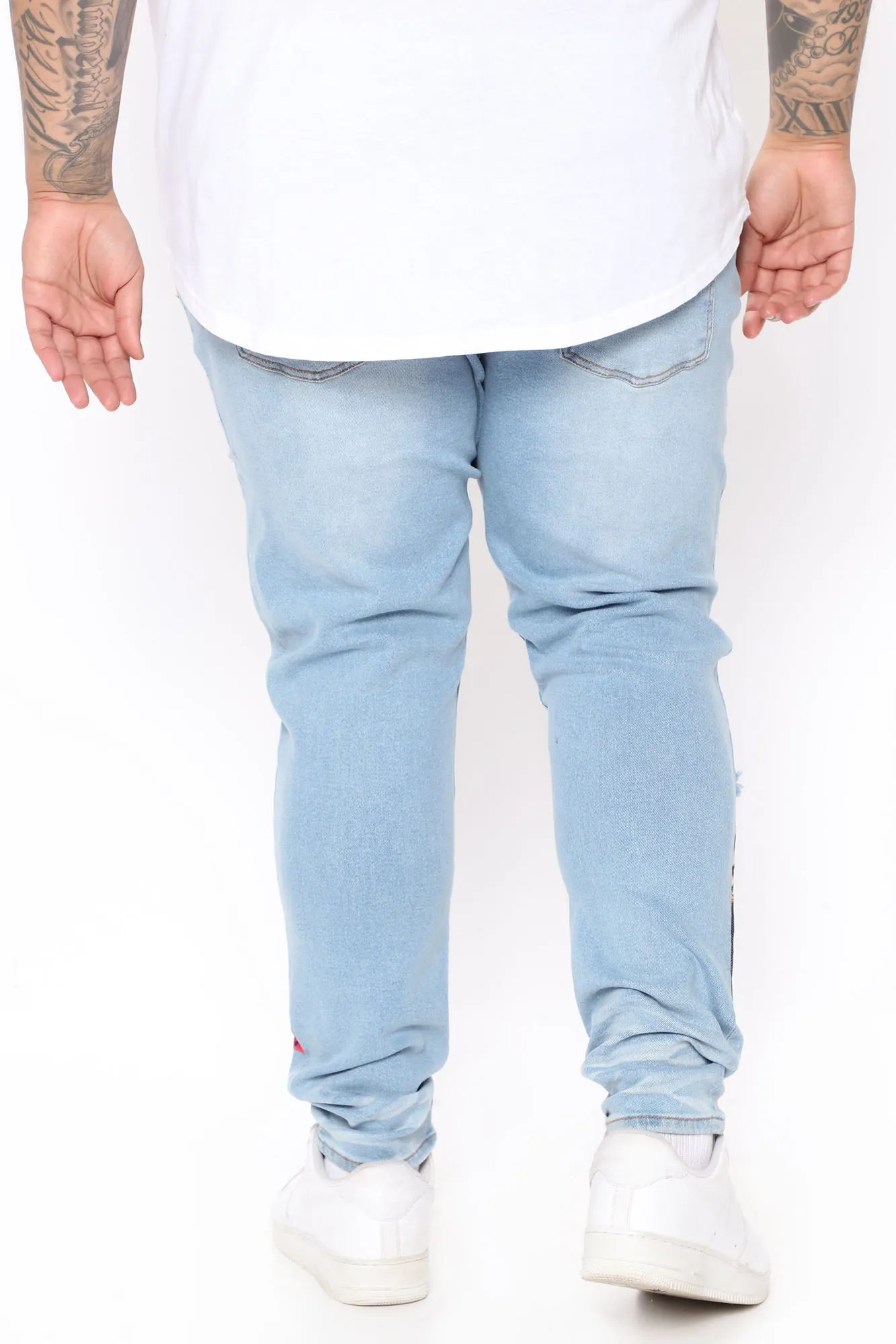 Big Time Patchwork Skinny Jeans - Medium Wash