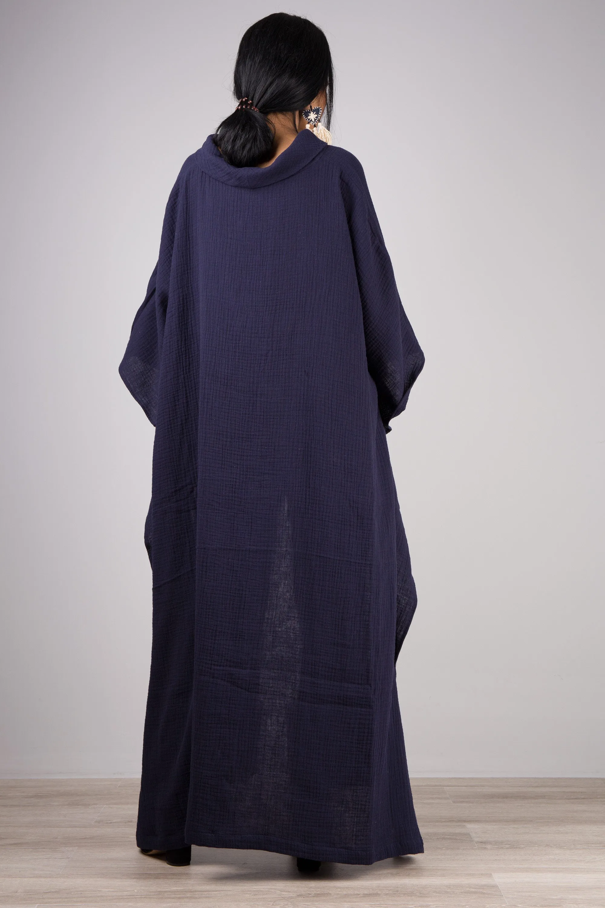 Blue Cotton Gauze Kaftan top