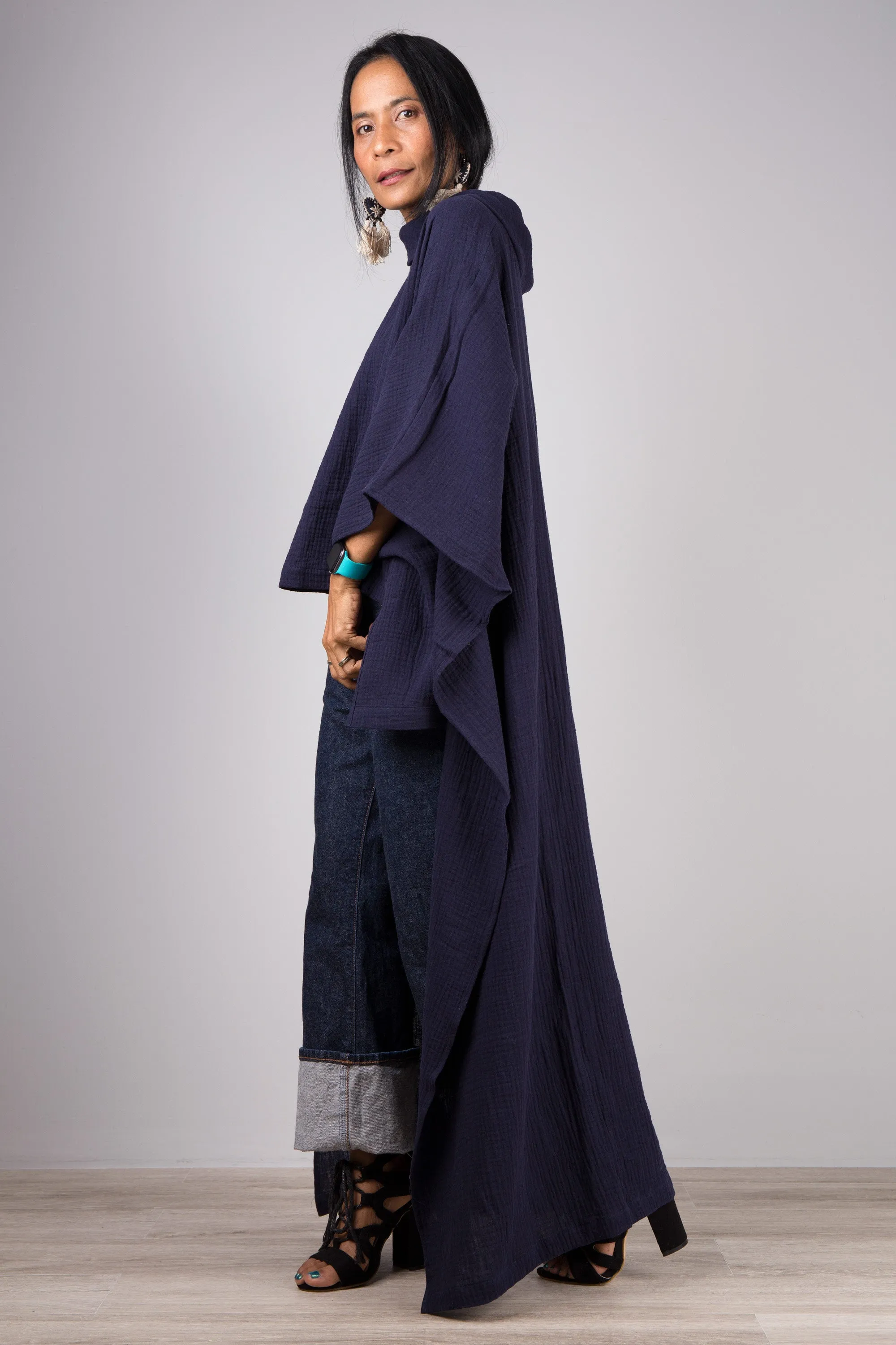 Blue Cotton Gauze Kaftan top
