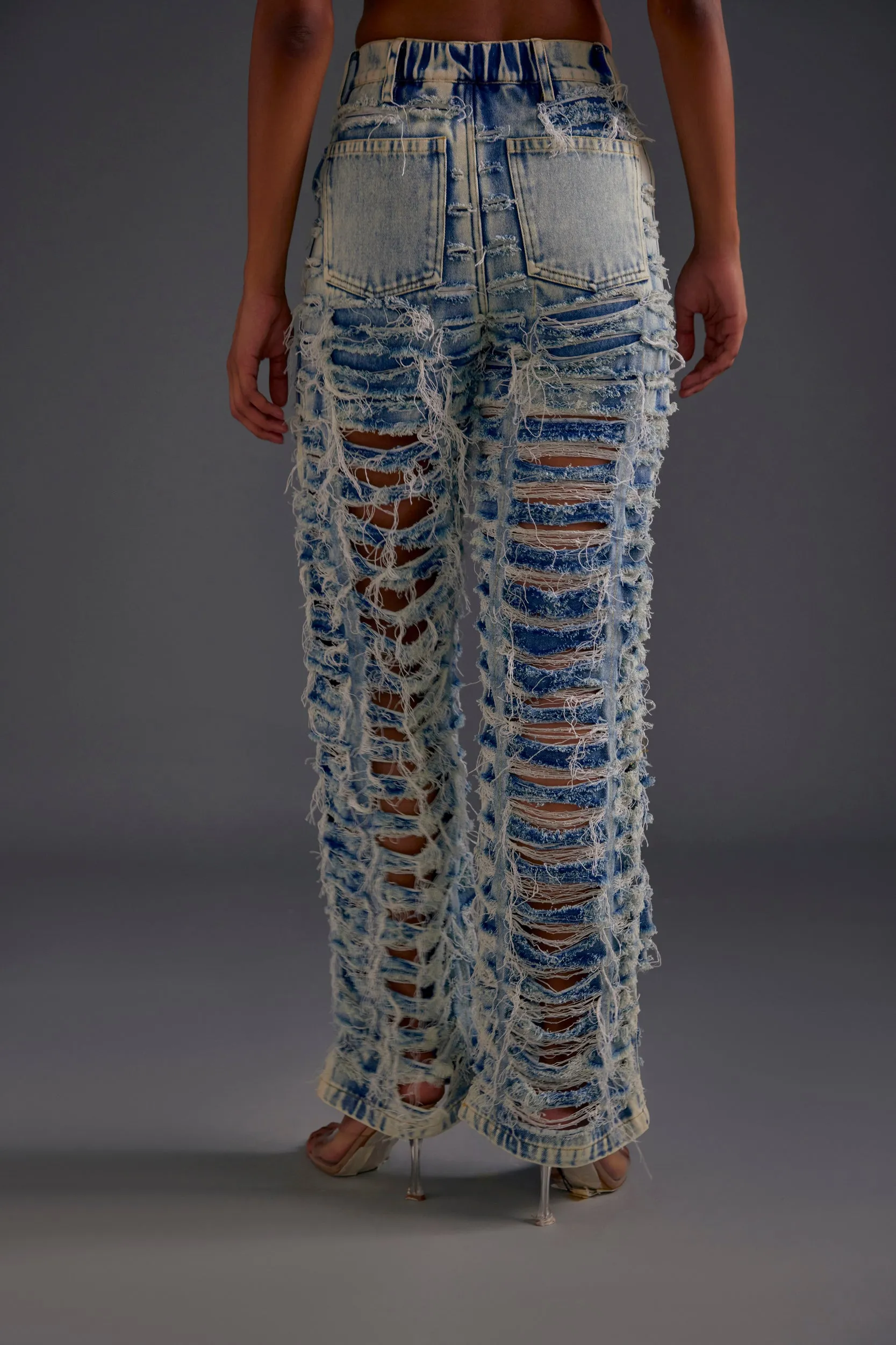 Blue Distressed Denim Jacket and Jeans Set