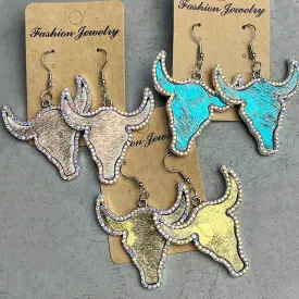 Bold and Blingin': Rhinestone Bull Earrings for a Fearless Style