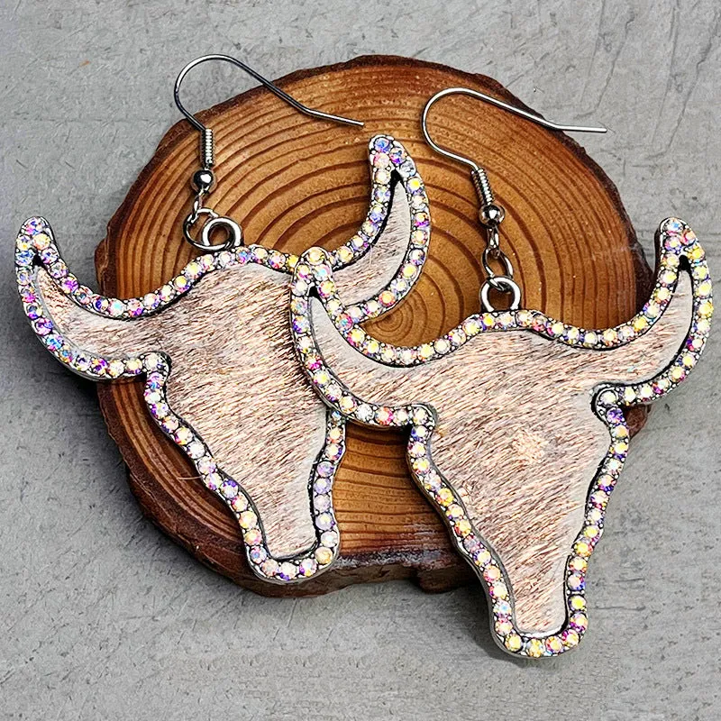 Bold and Blingin': Rhinestone Bull Earrings for a Fearless Style