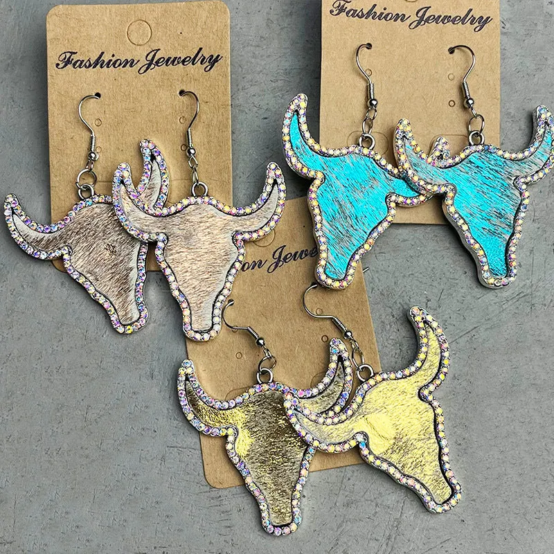 Bold and Blingin': Rhinestone Bull Earrings for a Fearless Style