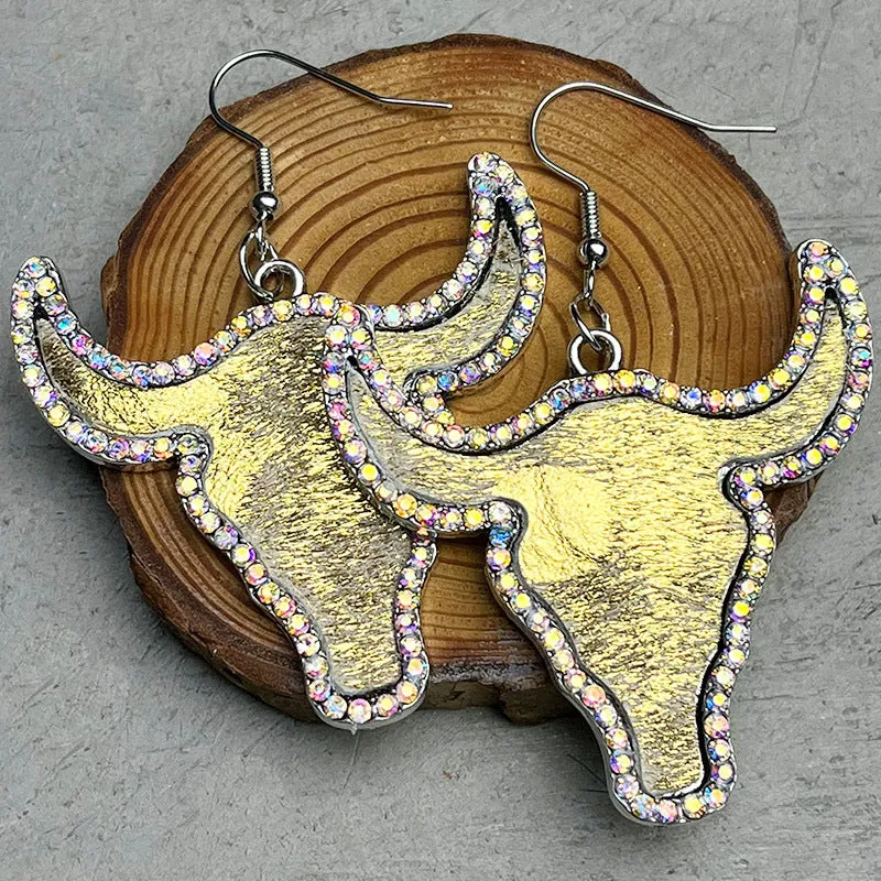 Bold and Blingin': Rhinestone Bull Earrings for a Fearless Style