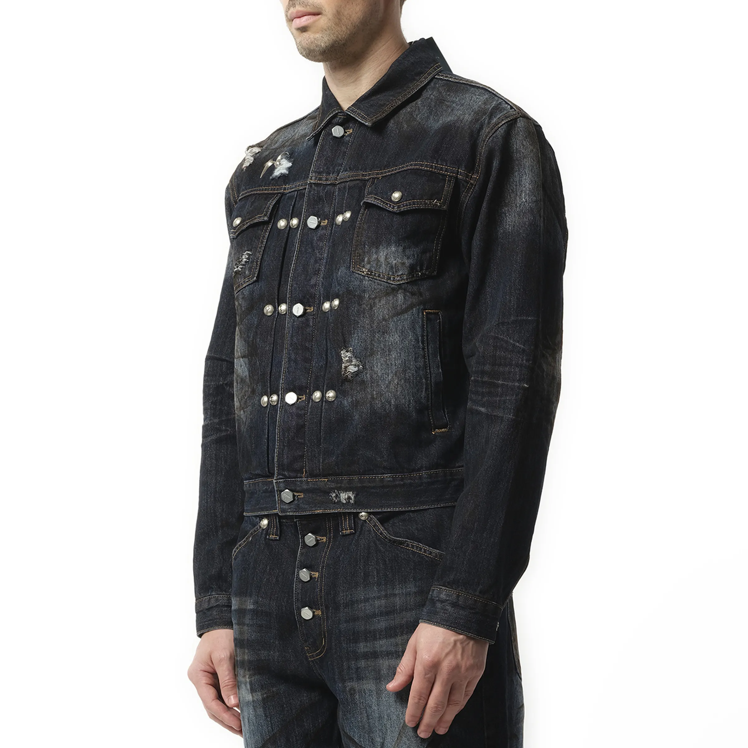 Burn Down Denim Jacket in Blue