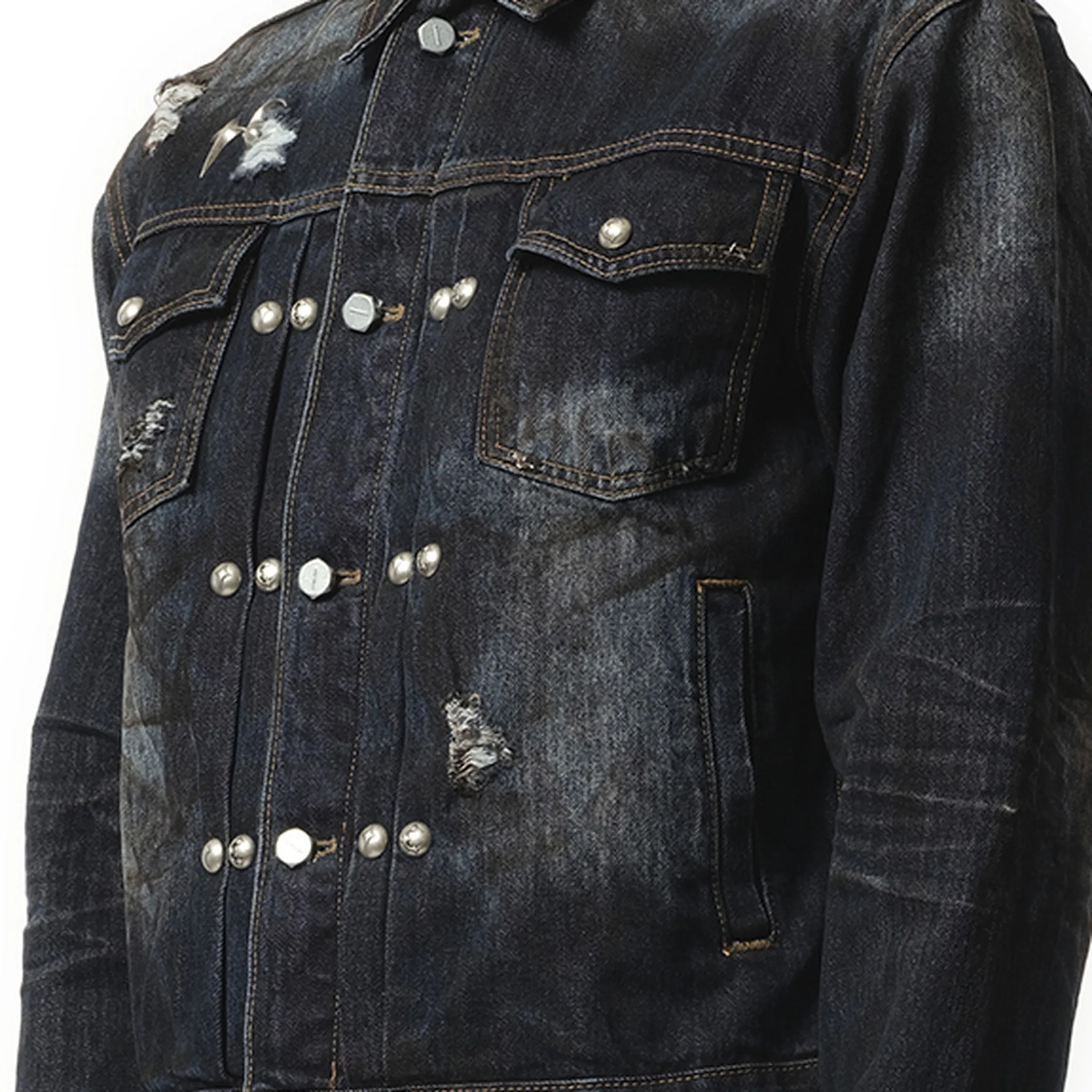 Burn Down Denim Jacket in Blue