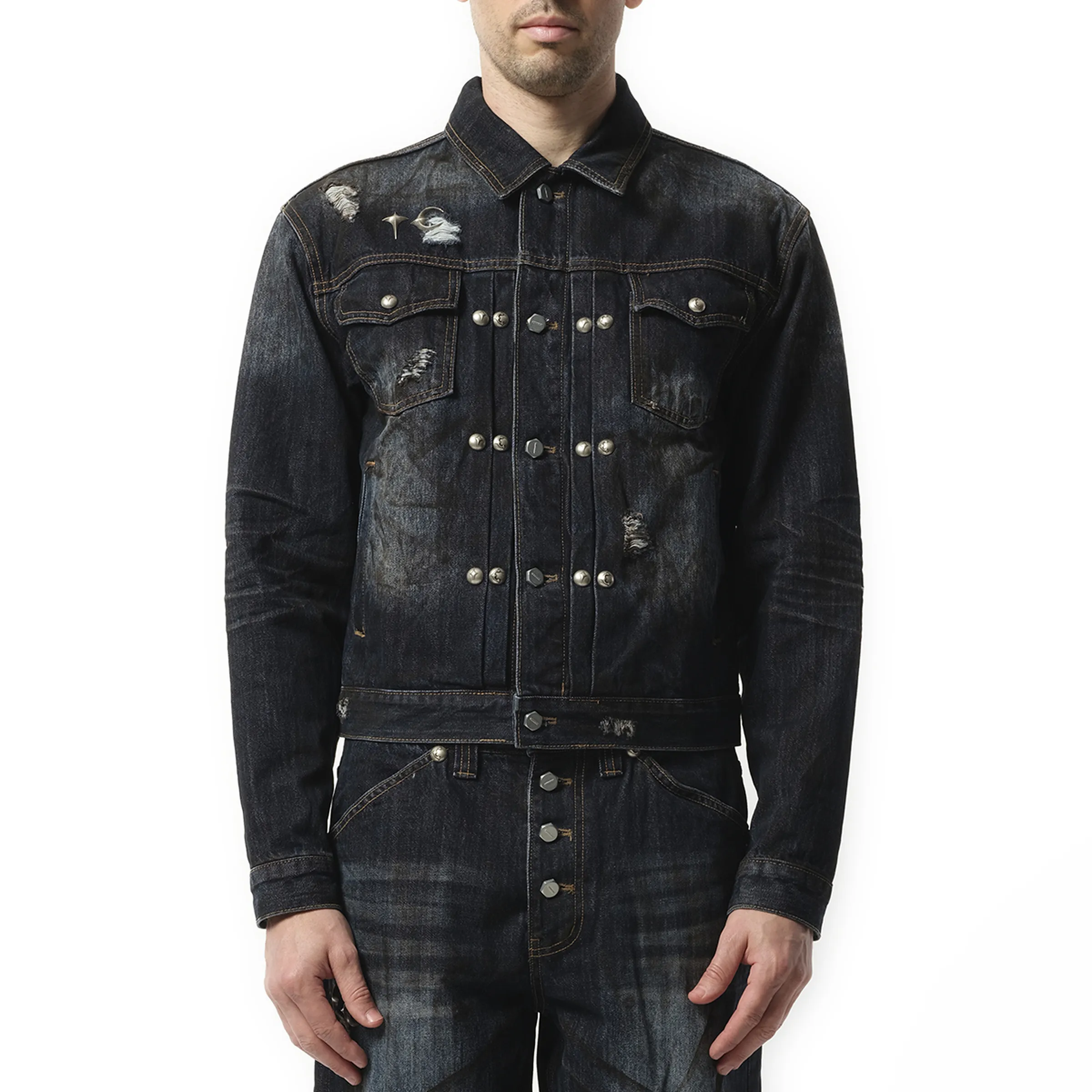 Burn Down Denim Jacket in Blue