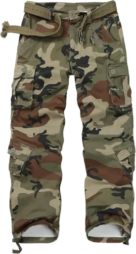 Cargo Pants Women Baggy Camo Tactical Pants Straight Leg Casual Y2K Work Trousers with 9 Pockets