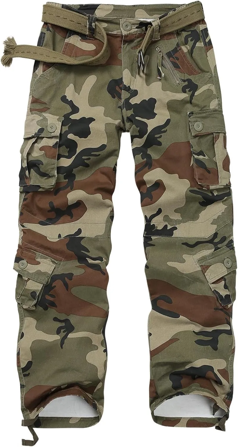 Cargo Pants Women Baggy Camo Tactical Pants Straight Leg Casual Y2K Work Trousers with 9 Pockets