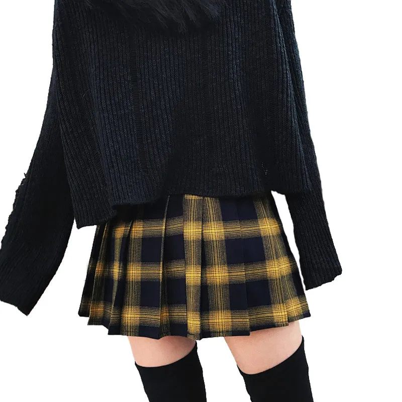 CLEARANCE / Cute Lattice Pleated Skirt for Women / High Waist Female Short Skirt