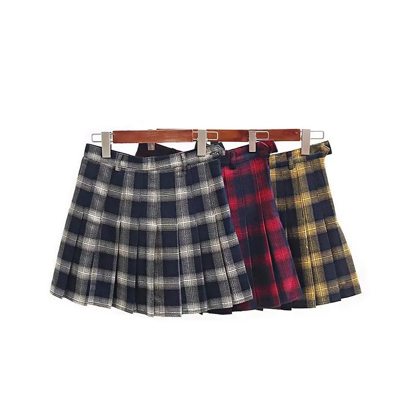 CLEARANCE / Cute Lattice Pleated Skirt for Women / High Waist Female Short Skirt