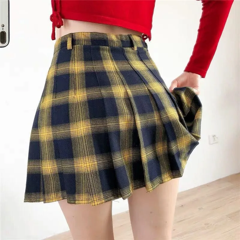 CLEARANCE / Cute Lattice Pleated Skirt for Women / High Waist Female Short Skirt