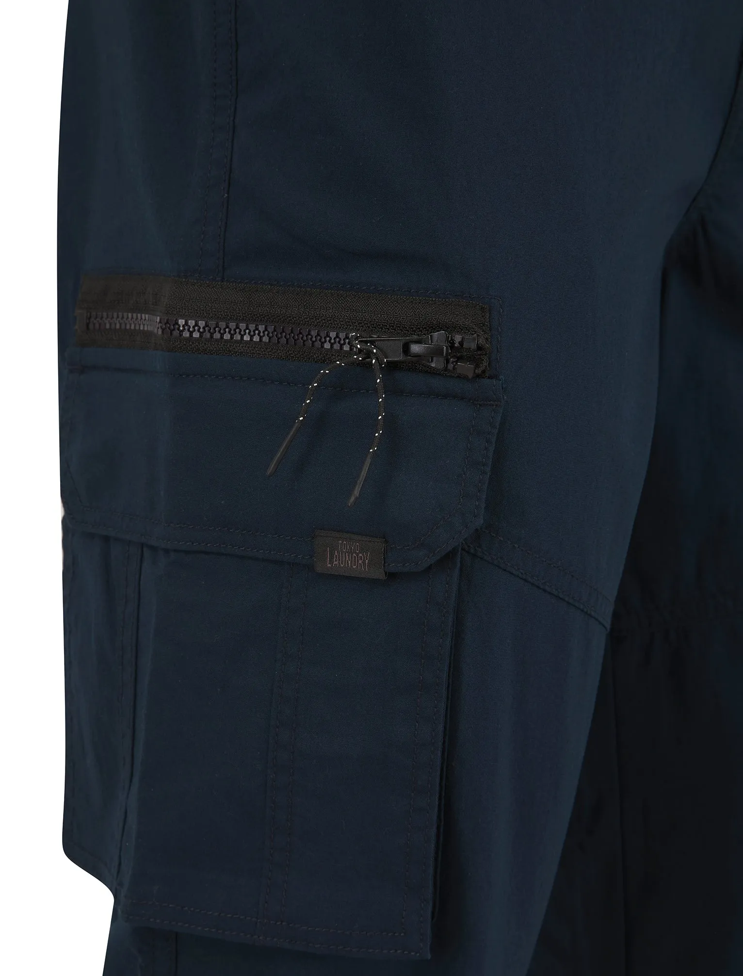 Costello Cotton Blend Multi-Pocket Cargo Trousers in Sky Captain Navy - Tokyo Laundry