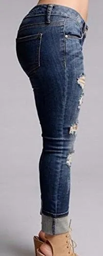 Dalinarrow Women's Sexy High Waisted Ripped Holes Skinny Jeans Pant