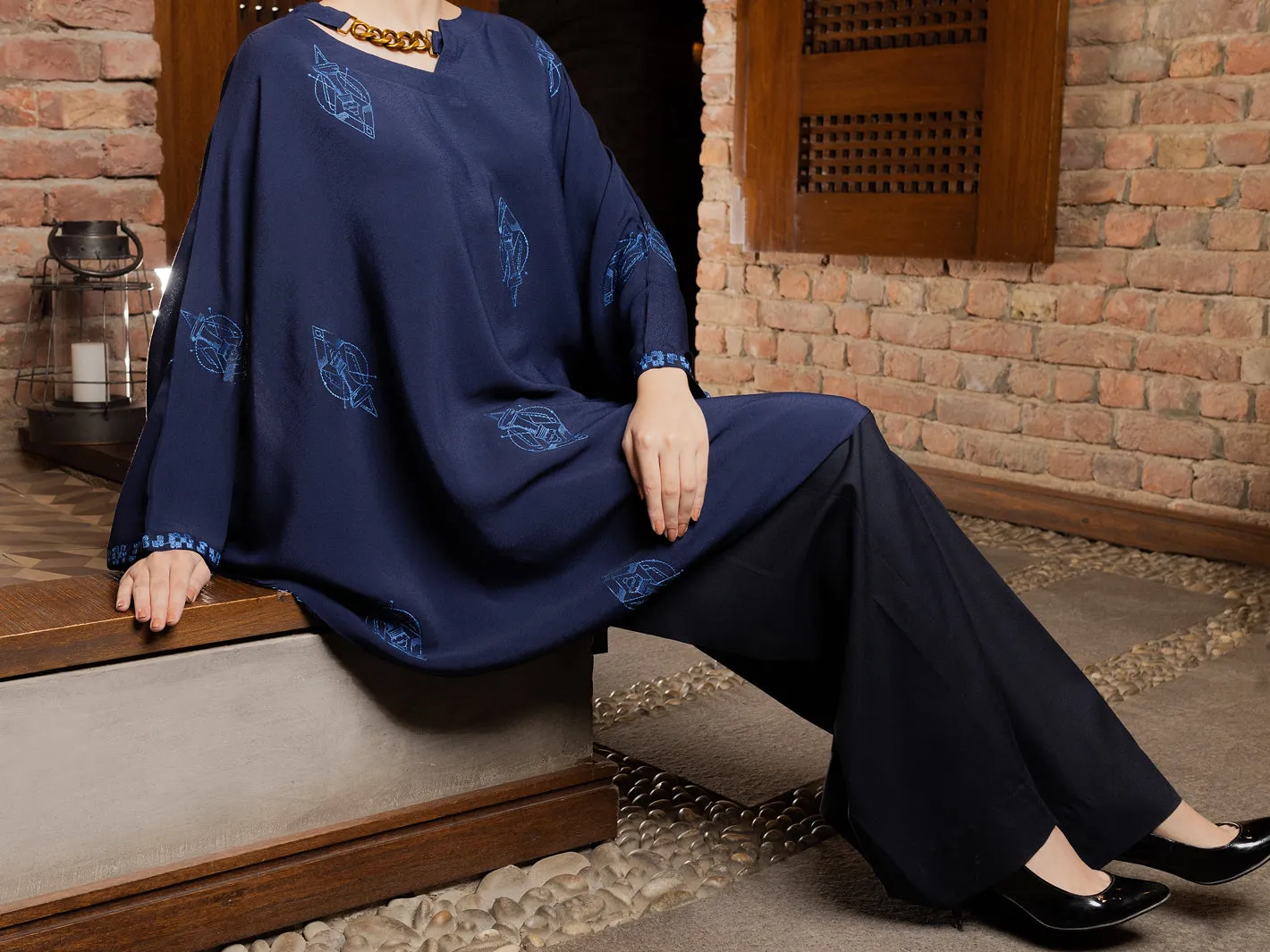 Dark Blue Georgette Tunic - AWP-LK-600