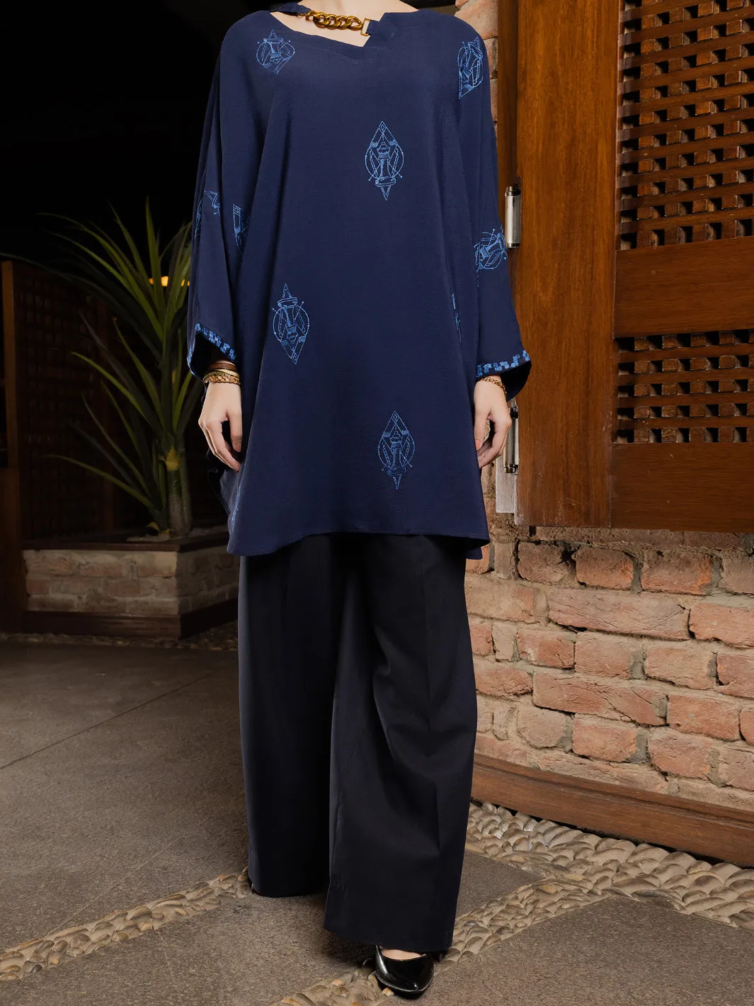 Dark Blue Georgette Tunic - AWP-LK-600
