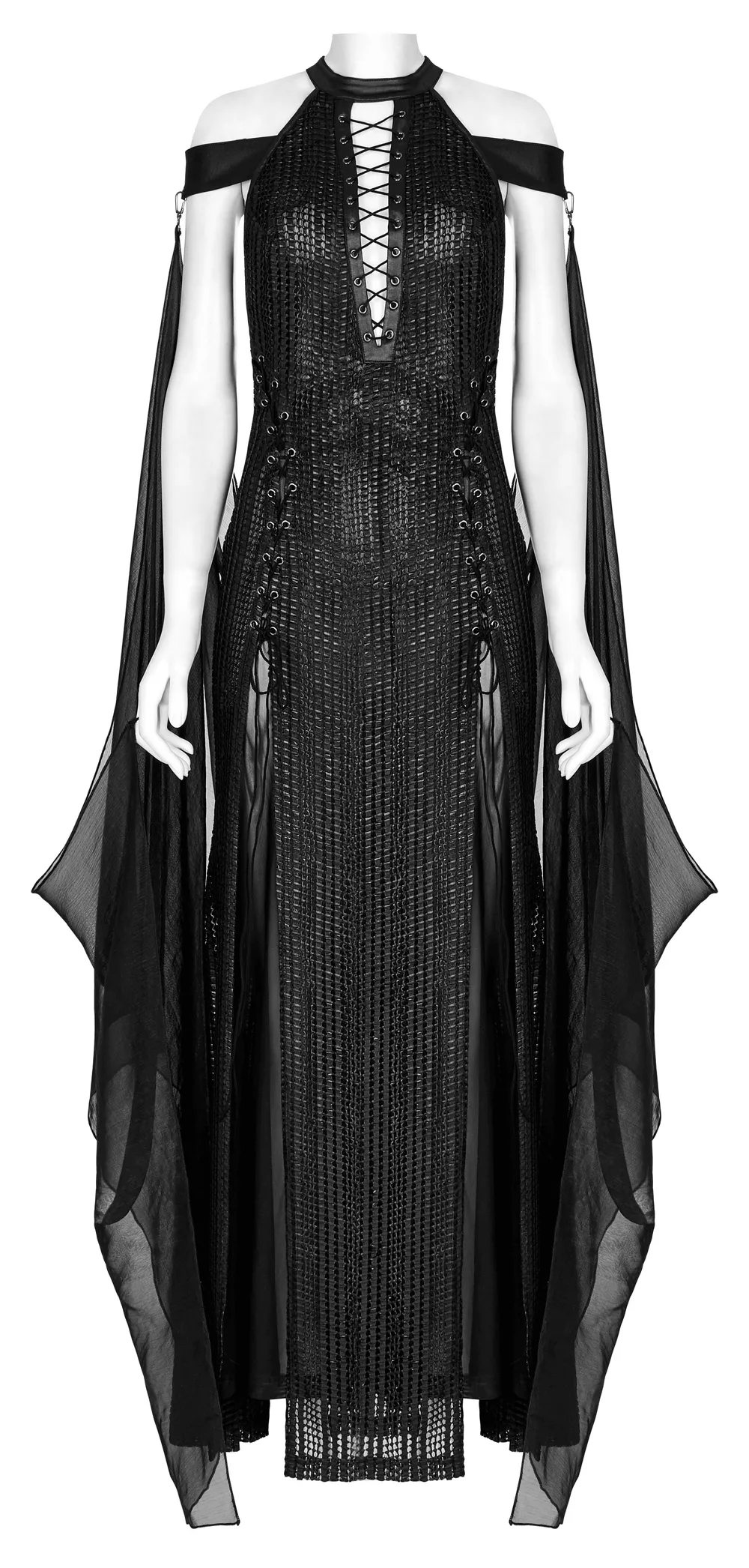 Dark Enchantress Mesh Halter Gown with Cloak