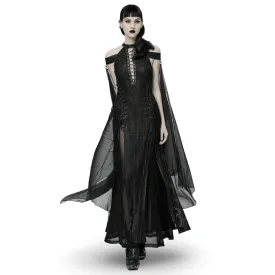 Dark Enchantress Mesh Halter Gown with Cloak