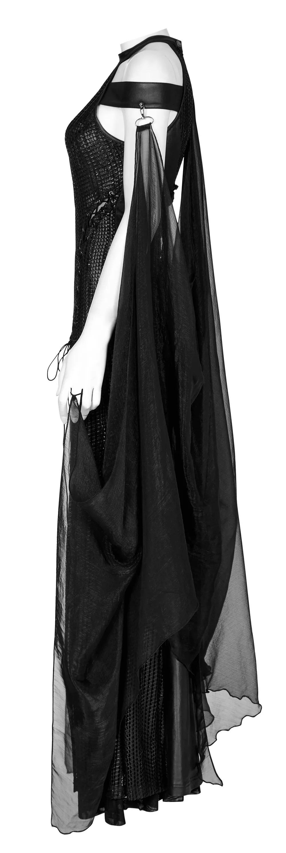 Dark Enchantress Mesh Halter Gown with Cloak