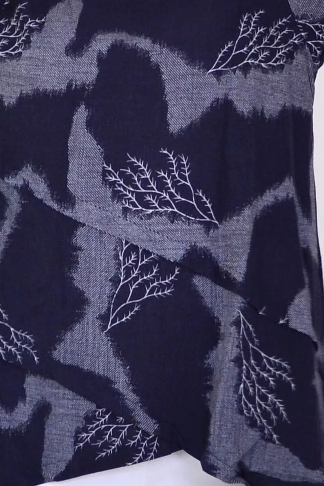 Denim Forest Linen Blend Tunic Top