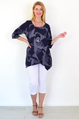 Denim Forest Linen Blend Tunic Top