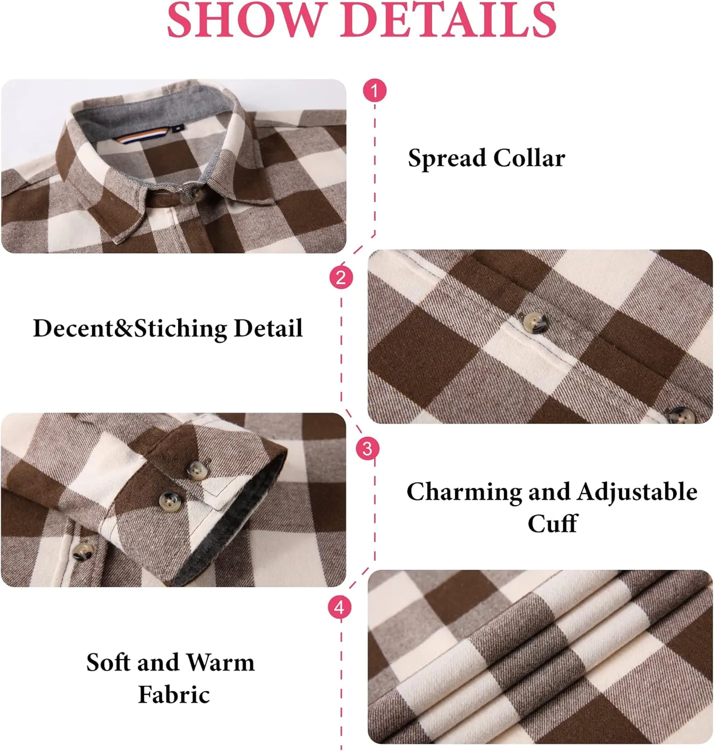 Esabel.C Flannel Shirts for Women Long Sleeve Button Down Plaid Fall Shirt Casual Work Tops