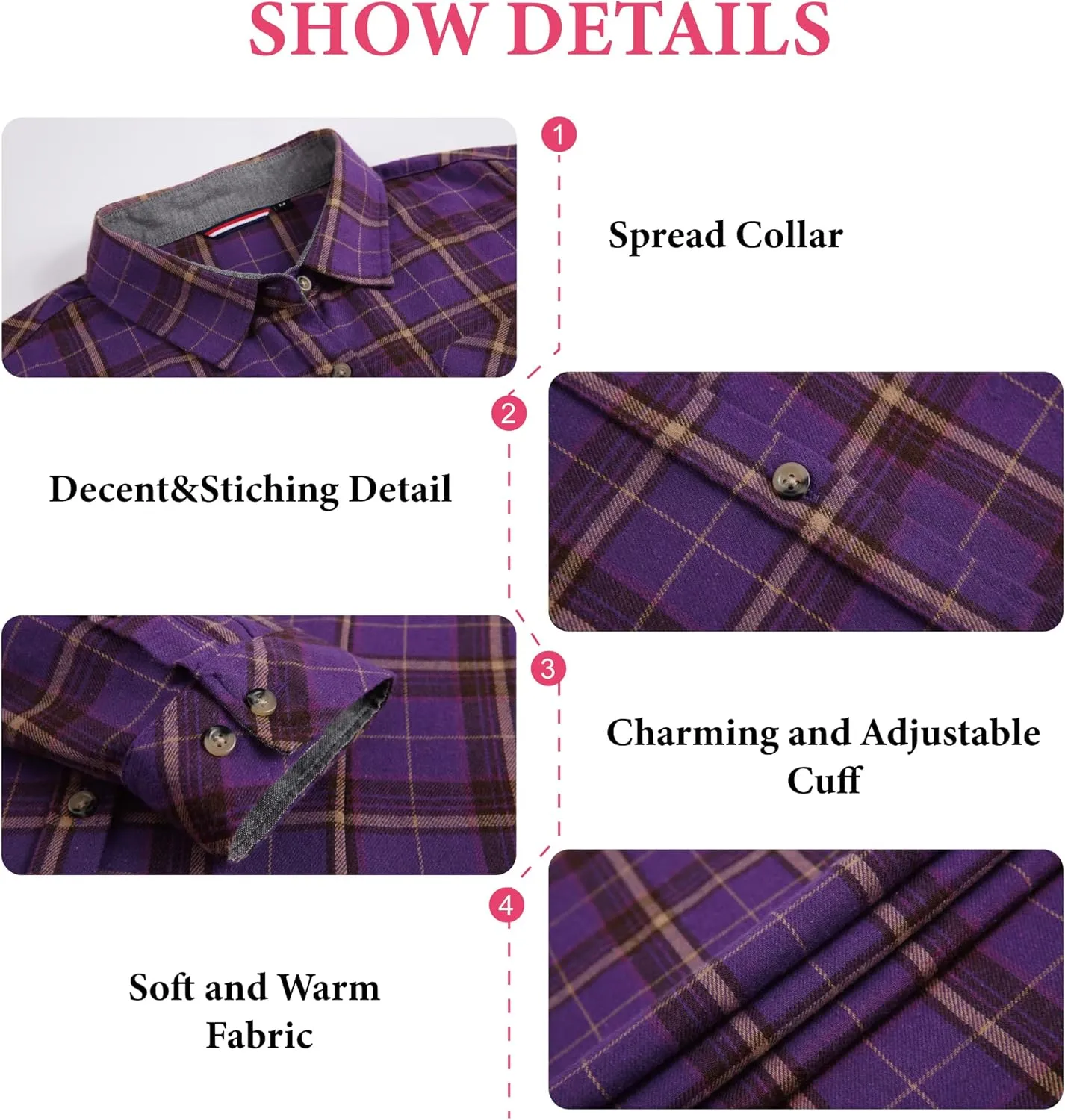 Esabel.C Flannel Shirts for Women Long Sleeve Button Down Plaid Fall Shirt Casual Work Tops
