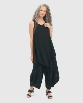 Essential Asymmetrical Tunic Tank Top, Black