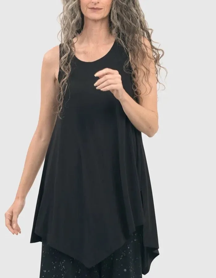 Essential Asymmetrical Tunic Tank Top, Black