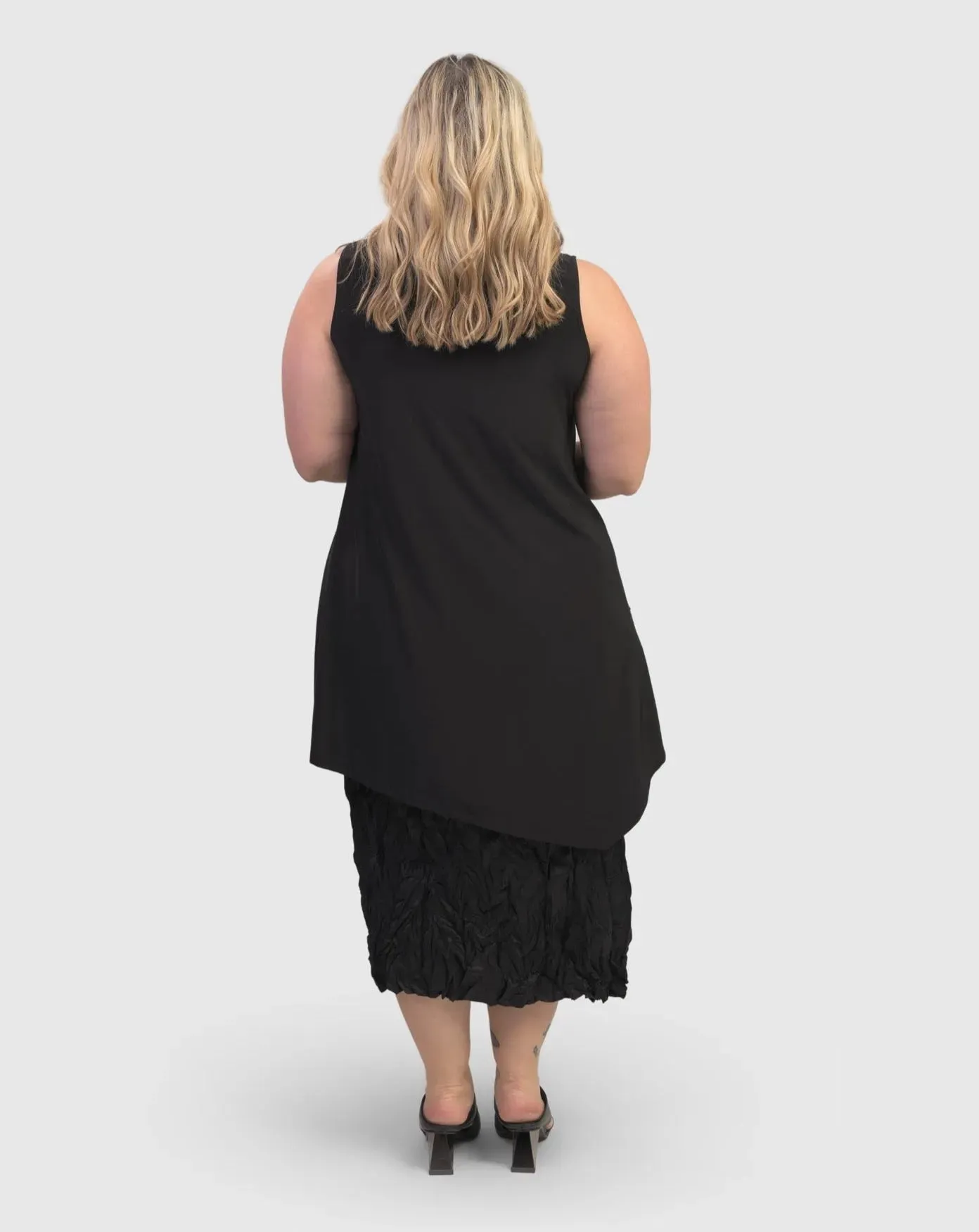 Essential Asymmetrical Tunic Tank Top, Black