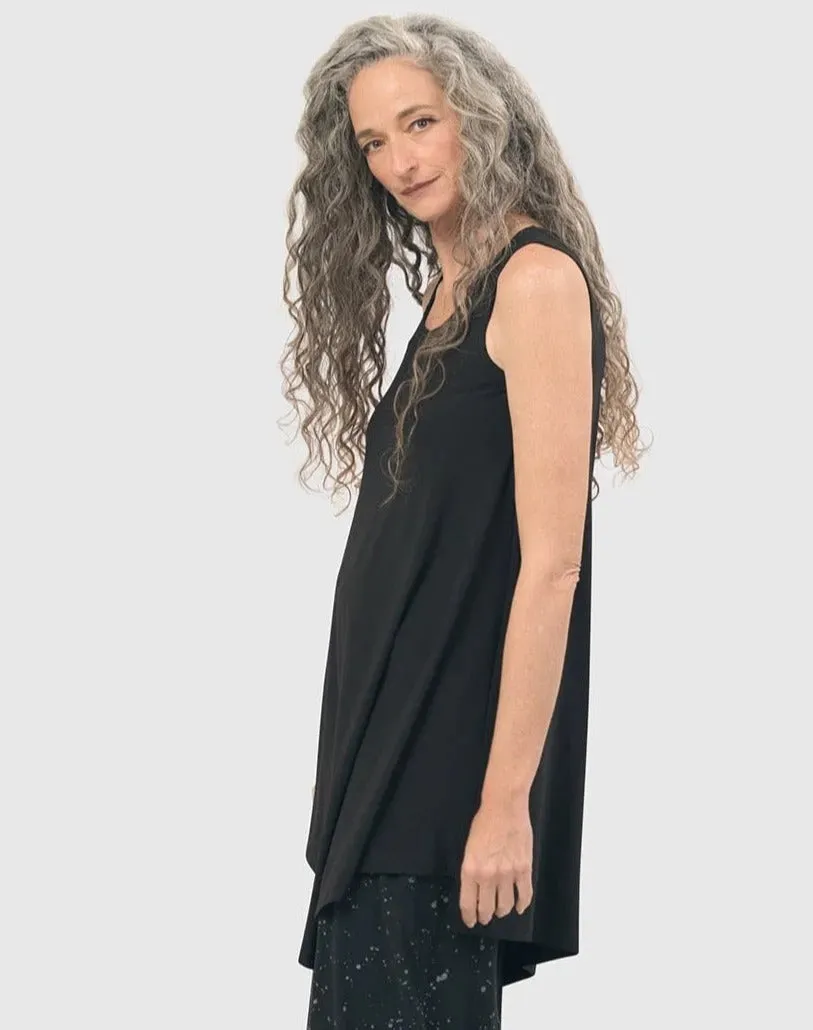Essential Asymmetrical Tunic Tank Top, Black
