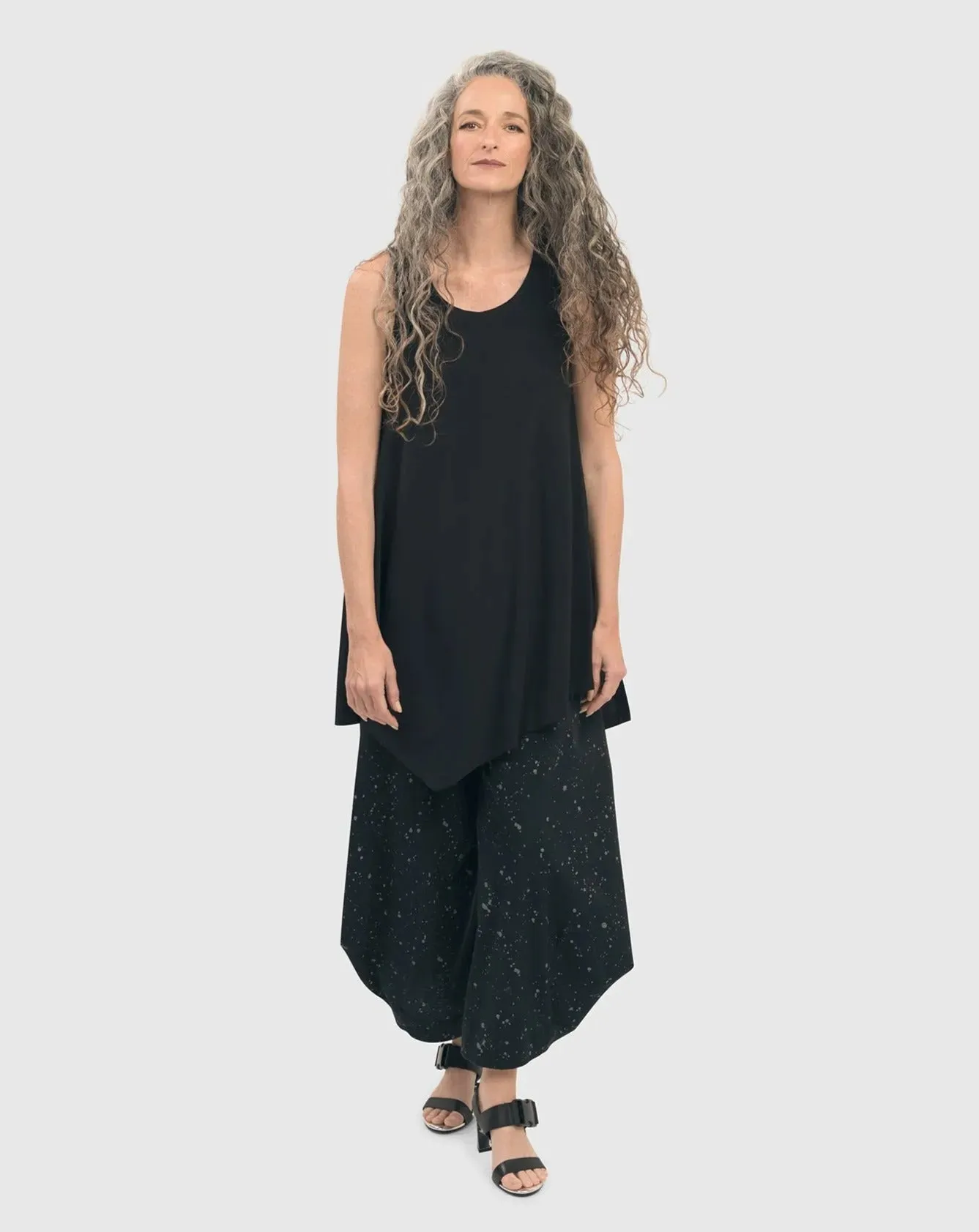 Essential Asymmetrical Tunic Tank Top, Black