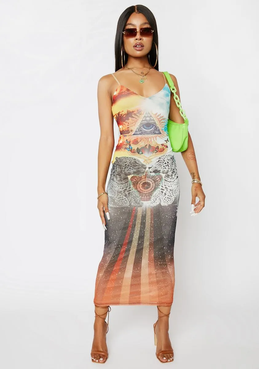 Evil Eye Sunset Amina Mesh Dress