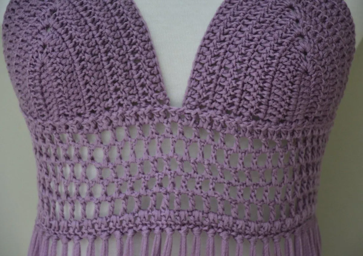 Fringe Bikini Halter Crop Top Handmade Crochet Swimsuit Summer Beachwear