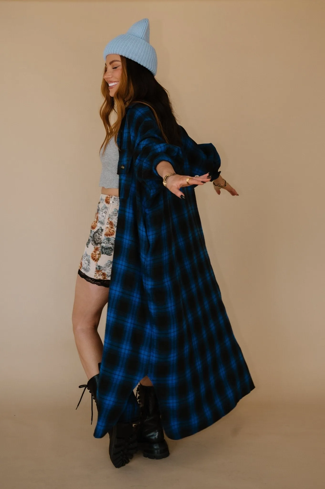 Grunge Goddess Flannel in Cobalt Blue