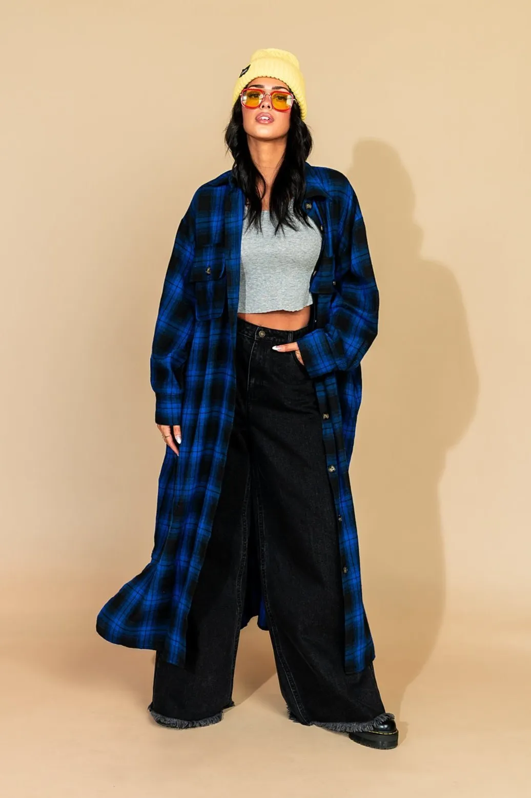 Grunge Goddess Flannel in Cobalt Blue