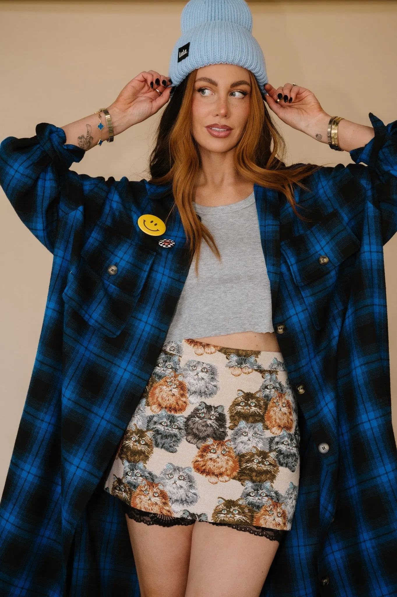 Grunge Goddess Flannel in Cobalt Blue